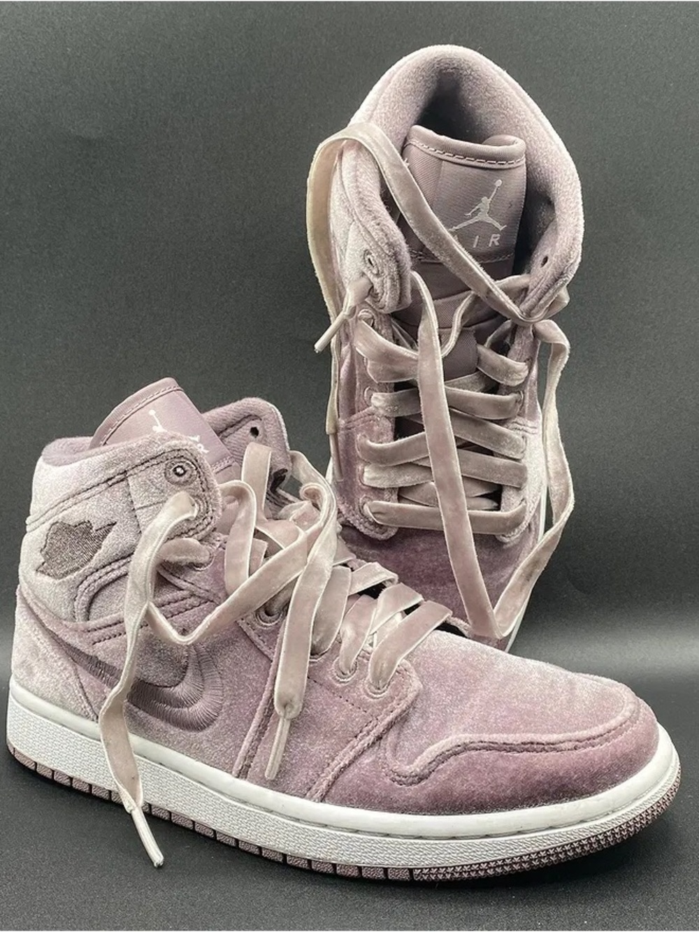 Jordan Women's High-Top Sneakers in Dusty Mauve Velvet